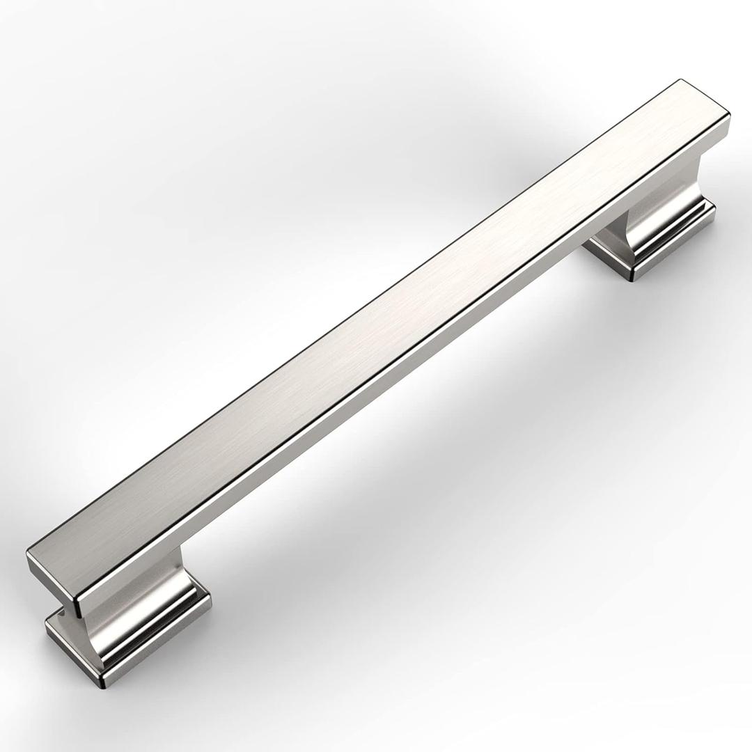 Amerdeco 6 Pack Brushed Satin Nickel Cabinet Pulls 5 Inch(128mm) Hole Centers Kitchen Cabinet Handles Cabinet Hardware Kitchen Handles for Cabinets Cupboard Handles Drawer Pulls