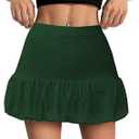 Women's Leopard Print Bubble Mini Skirt Mid Waist A-Line Short Skorts Puffy Ruffle Hem Balloon Skirts with Shorts M