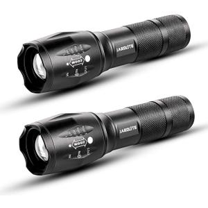 LED Emergency Handheld Flashlight with Adjustable Focus, Water Resistant, 5 Modes, Best Tactical Flashlight for Emergency, Camping and Fishing, 2 Pack (L1000)