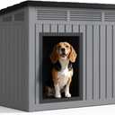 Dog House Indoor Outdoor, Waterproof Dog House for Small to Medium Dogs,Easy to Assemble and Clean, Doghouse with Air Vents and Elevated Floor,Openable at The Top,Grey,32.2"25.12"24.13"