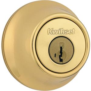Kwikset 660 Deadbolt Deadbolt Lock, Polished Brass Round Exterior Keyed Front Entry Door, Pick Resistant SmartKey Rekey Security, Single Cylinder Dead Bolt