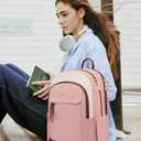 LOVEVOOK Travel Laptop Backpack Women, 15.6 Inch Anti Theft College Backpack Woman with Laptop Compartment, Large Water Resistant Black Computer Daypack for Work Casual Travel Essentials, Beige pink