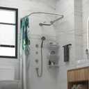 U Shower Curtain Rod Adjustable Stainless Steel U Shaped Rack Drill Free Install for Bathroom, Bathtub, Clothing Store (U Shaped, Length on both sides:31.5"-47",Middle width:34.7"-43")