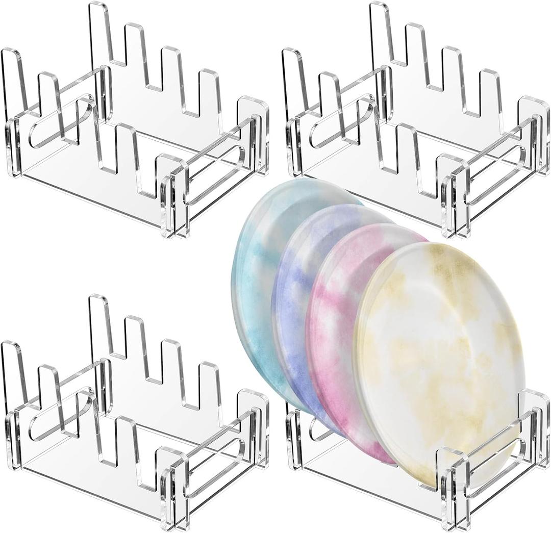 Wenqik 4 Pack Acrylic Plate Stands for Display Clear Dinnerware Display Stand China Plate Holder Racks Organizer for Cabinet Home Supplies Wenqik 4 Pack Acrylic Plate Stands for Display Clear Dinnerware Display Stand China Plate Holder Racks Organizer for Cabinet Home Supplies