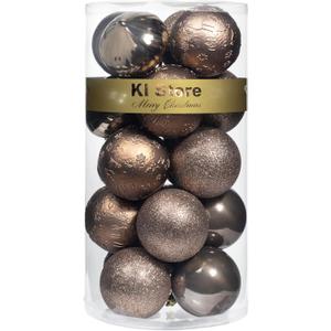 KI Store Coffee Brown Christmas Balls 20pcs 3.15-Inch Christmas Tree Decoration Ornaments for Xmas Tree Holiday Wreath Garland Decor Ornaments Hooks Included (Latte)
