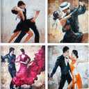 KLVOS Modern Canvas Wall Art Decor Romance Dancing Couple of Tango Painting Prints Framed and Stretched Picture Art Home Decoration 12"x12"x4