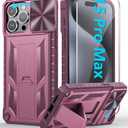 FNTCASE for iPhone 15-Pro-Max Case: Military Grade Drop Protection Rugged Shockproof Protective Cell Phone Cover with Kickstand & Camera Cover | Textured Tough Cases for 15 Pro Max 6.7'' - Hot Pink
