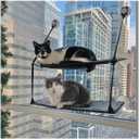 K&H Pet Products EZ Mount Double Stack Cat Window Perch for Large Cats, Sturdy Window Hammock Bed, Steel Frame, Sturdy Suction Cups, 2 Washable Shelf Covers, Foldable - Fits 27"W X 31"H Glass Spaces