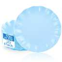 LIYH 20 Pcs 10 Inch Light Blue Plastic Plates Reusable - Unbreakable Scalloped Dinner Plates for Baby Shower Party Outdoor Picnics Dishwasher Safe BPA Free