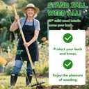 Iron Weeding Rake with Long Handle, 8-Tine Heavy Duty Garden Tool for Lawn