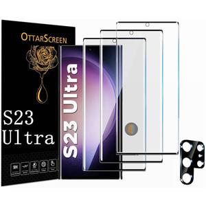 Galaxy S23 Ultra Screen Protector, 3 Pack Tempered Glass Screen Protector3+1 Pack1 Pack Camera Lens Protector, 9H Hardness Tempered Glass Screen Protector for Samsung Galaxy S23 Ultra