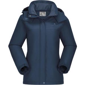 CAMEL CROWN Women's Ski Jacket Thicken Winter Snow Coat Warm Fleece Mountain Waterproof Female Jacket Hooded Windbreaker Blue S
