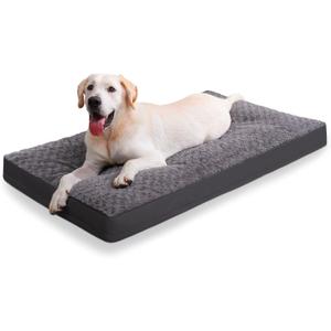 Dog Crate Bed Waterproof Dog Beds for Medium Dogs Rose Velvet Soft Fluffy Washable Dog Bed with Removable Cover & Anti-Slip Bottom, 35 x 22 Inch, Gray (Grey)