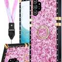 Loheckle for Galaxy Note 10 Plus Case for Women Girls Teens Designer Fashion Cute Cases with Ring Stand Holder and Lanyard Stylish Aesthetics Bling Luxury Cover for Samsung Note 10 Plus (Glitter Pink)