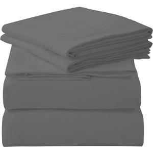 ROYALE LINENS 3 Piece Twin XL Sheets Set - Soft Brushed 1800 Microfiber Bedding - 1 Fitted and 1 Flat Sheet, 1 Pillow case - Wrinkle Free & Fade Resistant - Hotel Luxury Bed Sheets (Grey, Twin XL)