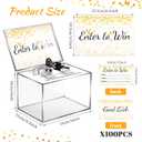 Acrylic Donation Box with Lock & Key, Clear Lockable Raffle Box, Suggestion Boxs Ballot Boxs with Sign Holder- Includes 100 "Enter to Win" Cards (6x4.3x4in)