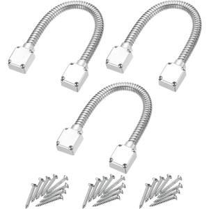 uxcell 3 Pcs Flexible Door Loop Wire Protection Sleeving Door Wire Conduit Power Transfer Loop Armored Cable Protector Sleeve with Ends 400mm x 14mm, Silver