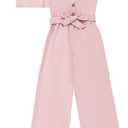 YOURUIKEY Girls Jumpsuit Cute Summer Outfits Kids Crop Top Button Short Sleeve Halter Belted Romper Tween Girls Trendy Clothes Size 8
