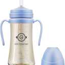 GROSMIMI Spill Proof no Spill Magic Sippy Cup with Straw with Handle for Baby and Toddlers, Customizable, PPSU, BPA Free 10 oz (Sky blue)