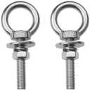 2 Pack M10 Stainless Steel Eye Bolts with Nuts, 3/8" x 3" Long Lifting Ring Eye Bolt Eye Bolts Heavy Duty for Hang Tie Down Outdoor (2, M10x77mm (3/8"x3"))