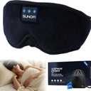Sleep Headphones Bluetooth 5.4, 3D Sleep Mask with Ultra-Thin HD Stereo Speakers, Wireless Music Eye Mask Headphones for Side Sleepers, Travel, Relaxation (Black)