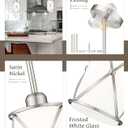 Brushed Nickel Pendant Lights Kitchen Island 3 Pack, Milk Glass Kitchen Pendant Lighting Over Island with Rods, Modern Mini Hanging Light for Sink Dining Room, CH9176BNW-3PK