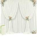 60×12ft Wrinkle Free Ivory Backdrop Curtain for Wedding Parties, 12 Panels 5×12ft Long Soft Silky Polyester Backdrop Drapes Cream Photo Back Drop Curtains for Party Photography Background Cloth