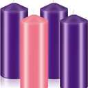 Amylove 4 Pcs 3 x 8 Inch Advent Pillar Candles Set Pink Purple Christmas Unscented Lasting Burning Church Candles for Advent Wreath Holiday Gifting