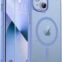 zapica Magnetic for iPhone 13 Case & iPhone 14 Case, with [Tempered Glass Screen Protector] [Compatible with MagSafe] Translucent Matte Shockproof Anti-Scratch Phone Cover, Blue Purple