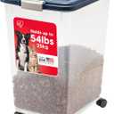 IRIS USA Dog Food Storage Container, Up to 54 Pounds, Attachable Wheels, For Dog Cat Bird and Other Pet Food Storage Bin, Keep Fresh, Easy Mobility - Made in USA, Navy, 54 Lbs
