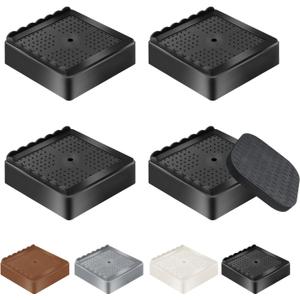 Furniture Risers Bed Risers Heavy Duty 1 inch, 2 inch, 3 inch, 4 inch, L Shaped Adjustable Bed Lifts Riser for Desk Legs Table Couch Sofa Chair Refrigerator Washing Machine (1 Inch, Black, 4 Pack )