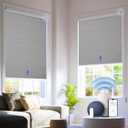 Motorized Blinds with Remote,Cordless Automatic Roller Shades for Windows,Blackout Smart Electric BlindsGrey,35" W x 72" H