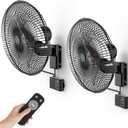 2PCS 18" Wall Mounted Fan with Thermostat & Remote, Oscillating Fan | Wall Mount Fan, 1-18H Timer, 3-Speed 4200 CFM High Velocity Industrial Wall Fan for Garage, Farm, Patio, Workshop, Barn