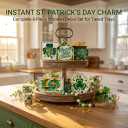 St. Patrick's Day Decorations | 6PCS St. Patrick's Day Tiered Tray Decor | Luck Shamrock Wooden Signs Irish Decor | Happy Saint Patricks Centerpiece for Home Table Shelf Party (Green)