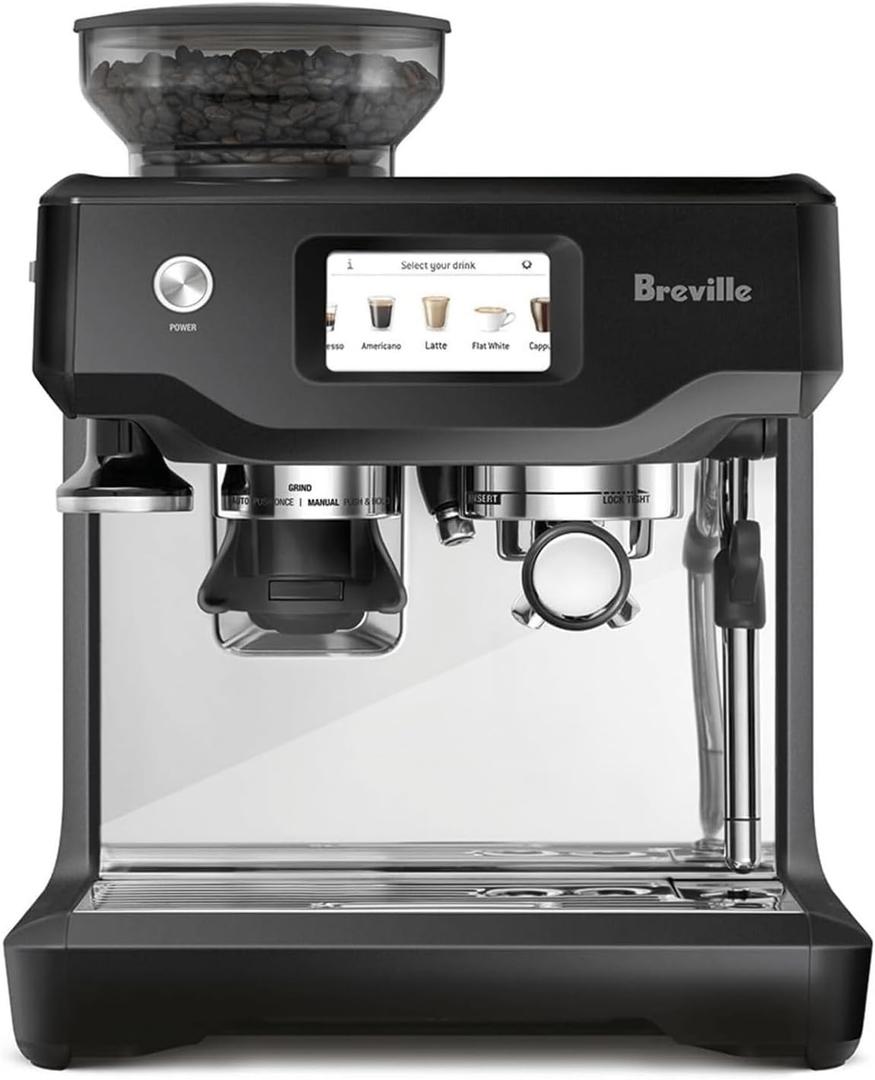 Breville BES880BTR Barista Touch Espresso Machine, Black Truffle
Pull barista-quality espresso shots, lattes and cappuccinos at home with semi-automatic coffee maker with built-in grinder
