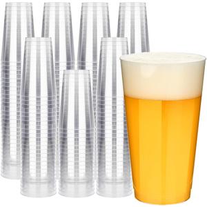 RACETOP 16oz Clear Plastic Cups, 200 Pack Disposable Party Cup, Heavy Duty Disposable Glasses, Disposable Cups for Party, Thanksgiving, Wine Taesting, Birthday and Christmas.
