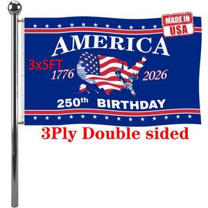 Jayus Double Sided 250th Anniversary American USA Flags 3x5 Outdoor- Vivid Colors 3Ply 1776-2026 250 Years Birthday Patriotic Flags Banners- Heavy Duty 100% Polyester with 2 Brass Grommets