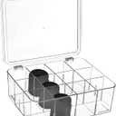 Varku Tie Organizer Box, 12-Cell Clear Tie Rack Organizer, Stackable Tie Display Rack, Drawer Closet Storage Bin with Lid, Storage Box for Ties (12 Grids)