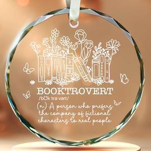 Pack of 2 SUCHAGIFT Book Ornaments for Christmas Tree, Lover Ornaments - Gifts for Book Lovers Women, Bookworms, Librarian, Booktrovert, Readers Ornament - Glass Ornament