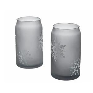 Tabletops Gallery Snowflake Soda Can Glass Set - Gray