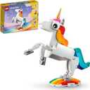 LEGO Creator 3 in 1 Magical Unicorn Toy, Transforms from Unicorn to Seahorse to Peacock, Rainbow Animal Figures, Unicorn Gift for Grandchildren, Girls and Boys, Buildable Toys, 31140