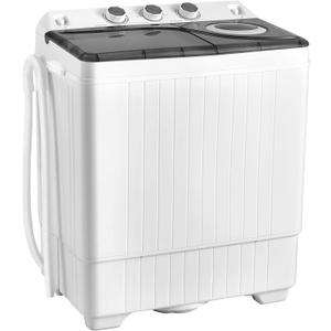 Twin Tub 26lbs Capacity Laundry Portable Washing Machine, 18lbs, Compact Washer for Home Dorm Apartment (Grey+White)