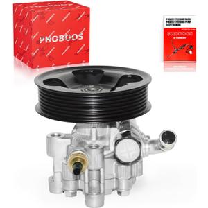 PHOBOOS Power Steering Pump Compatible with Toyota Camry 2002-2009, Toyota Solara 2002-2008, L4 2.4L, with Outlet & Pulley, Smooth Steering, Low Noise, High Durability, Ref. 96-5245