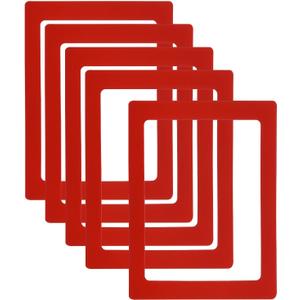 PATIKIL 5x7 Magnetic Picture Frame, 5pcs Magnetic Frame Magnetic Photo Frames Reusable for Refrigerator Metal, Red