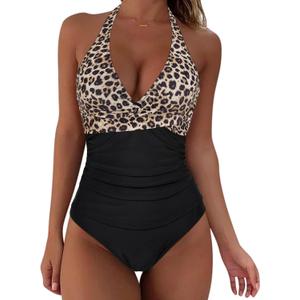 SUUKSESS Women Sexy Halter Tankini Bathing Suits Slimming Tummy Control High Waisted Swimsuits 2 Piece (Black, L)