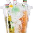 OGGI Acrylic Square Ice Bucket - Clear Beverage Cooler w/Handles, Wine Cooler, Beer Chiller, Ideal Drink Buckets for Parties, Use Ice Tub for Indoor or Outdoor Bars, 8 x 8 (8-Inch by 8-Inch)