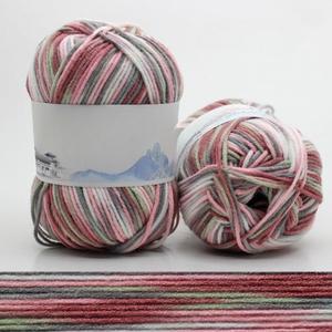 4 Ply Cotton Yarn, Medium Weight Variegated Gradient, Hand Knitting & Crocheting Yarn for Hats, Scarves & Crafts (Grey+Pink)