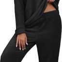 PrinStory Women's 2 Piece Pjs Matching Sets (Black, XL)