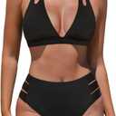 popvil High Waisted Bikini Sets for Women Two Piece Swimsuit Halter Top Bathing Suit
