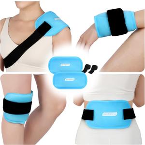 Comfytemp Gel Ice Packs for Injuries Reusable, FSA Eligible HSA, Hot Cold Compress Soft Ice Packs, Pain Relief for Ankles, Knees, Wrist, Shoulders, Back and More, Recovery Items for Men Women, 2Packs (10"x5")